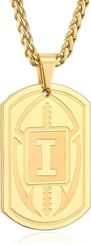 Miniatura 15 de Graduation Gifts - Football Initial Necklace for Men Boys Kids Teen Dog Tag Stainless Steel Black Letter Pendant Sport Football Athletes Jewelry