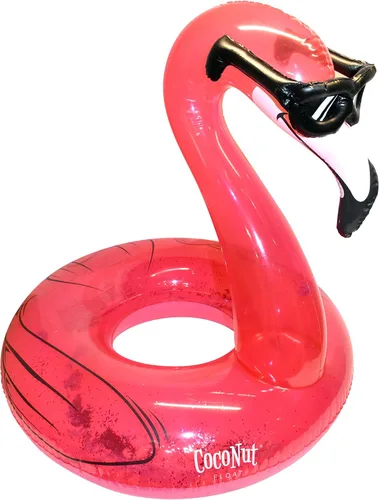 Flotador de piscina de flamenco con sombras de coco al aire libre – Anillo inflable para piscina – Tubo de descanso duradero de larga duración y