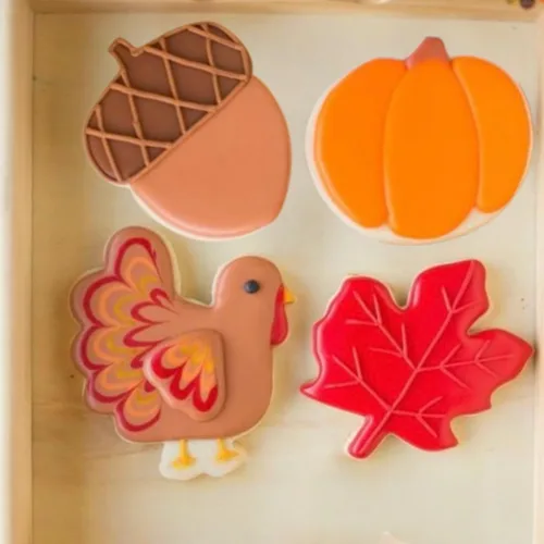 Miniatura 5 de JOB JOL Cortadores de galletas de Acción de Gracias, 6 unidades, 3 a 3.6 pulgadas, calabaza, hoja, fútbol, pavo, bellota, maíz dulce