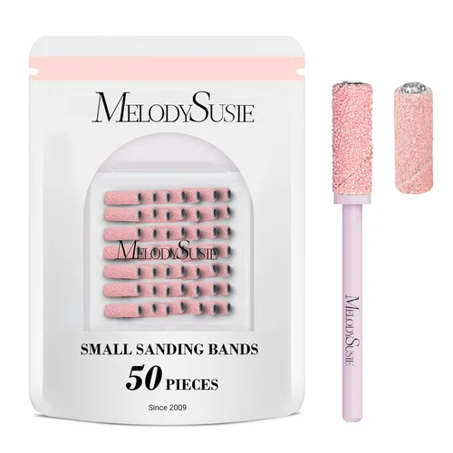 Miniatura 12 de MelodySusie 50 piezas de brocas para lima de uñas pequeñas con bandas de lijado de 3.1mm, lima de uñas de grano 80 para uñas acrílicas, manicura