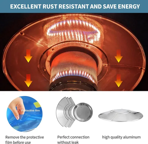 Miniatura 4 de Kisworm Escudo reflector para calentador de patio, pieza de repuesto para calentadores de propano para exteriores, cúpula superior, montaje de 3