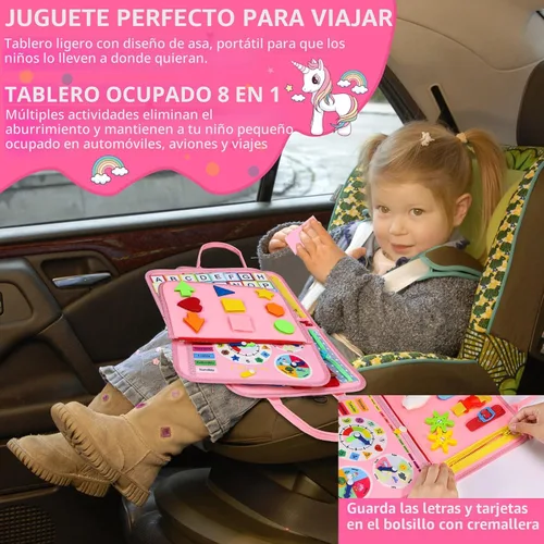 Miniatura 4 de Esjay Tablero de Actividades para Niños Pequeños Juguetes Montessori para Niños, Libro Sensorial Actividades Educativas para Aprender Habilidades