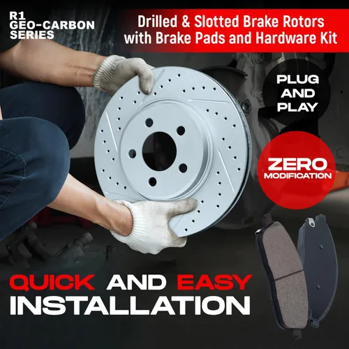Miniatura 4 de R1 Concepts Frenos delanteros y rotores Hardware incluido Kit de pastillas de freno y rotores delanteros Optimum OEp Compatible con Lexus