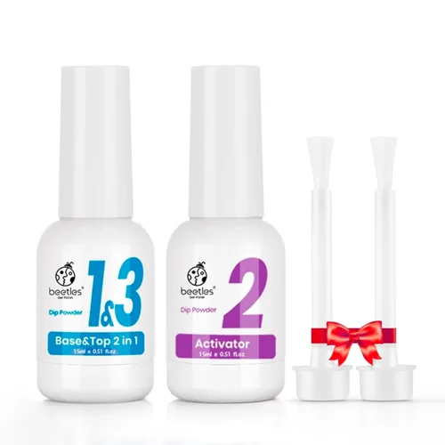 Miniatura 14 de Beetles - Kit de iniciación de uñas en polvo de inmersión, 20 colores, pastel, nude, azul, rosa, purpurina, 36 piezas, juego de polvos de inmersión
