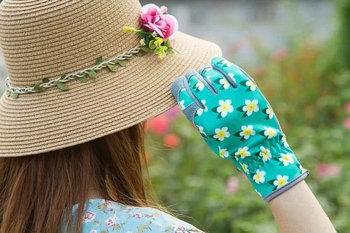 Miniatura 7 de SKYDEER Guantes de jardinería de piel de ciervo genuina para mujer, ultrasuaves y acolchados, ajuste cómodo para el trabajo (SD6611/M)