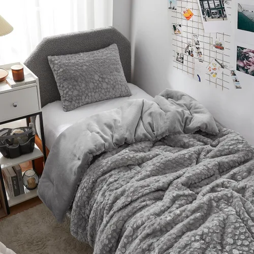Byourbed Tons of Texture - Juego de edredón Coma Inducer® Twin XL, color gris espacial