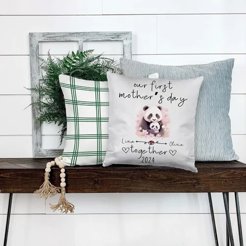 Miniatura 4 de Mother's Day Panda, Personalised Pillow Case Decor for Home, Present for Mom, Grandmother, for Her