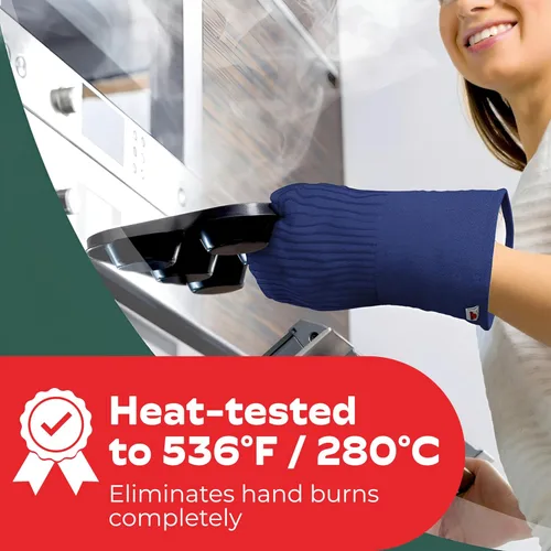 Miniatura 2 de Guantes de horno resistentes al calor - Juego de 2 guantes de cocina de silicona, azul royal oscuro Azul real