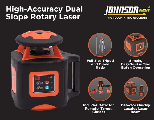 Miniatura 8 de Johnson Level & Tool 40-6541 - Sistema láser giratorio de doble pendiente de alta precisión, rojo, 1 kit