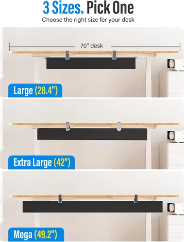 Miniatura 5 de Cinati - Bandeja grande de organización de cables para debajo del escritorio, organizador de cables para debajo del escritorio, sin taladros, Negro