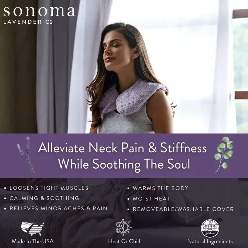 Miniatura 2 de Almohada de cuello térmica de lujo Sonoma Lavender con eucalipto/lavanda calefactable/refrigerable, apta para microondas para cuello y hombros