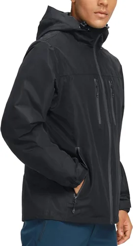 Miniatura 2 de CAMEL CROWN Chaqueta impermeable para hombre, cortavientos con capucha, para senderismo, escalada, viajes