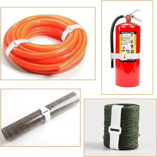 Miniatura 7 de Correas de cable ajustables de 16 pies con hebillas, longitud de corte libre, bridas de cable de sujeción reutilizables blancas, correa de seguridad