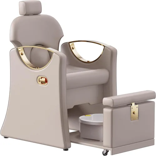 Miniatura 12 de LOUVIXA Pedicure Station for Nail Tech, Reclining Pedicure Chair with Massage Foot Bath, No Plumbing Pedicure Station Unit (Black-Holographic)