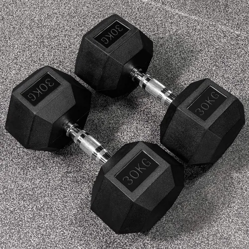 Miniatura 12 de METIS Mancuernas hexagonales [par] Pesas libres con revestimiento de goma premium para entrenamientos en casa y gimnasio Juego completo