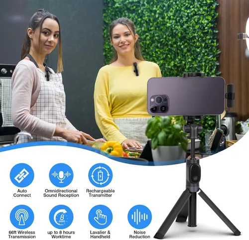 Miniatura 6 de Micrófono de solapa profesional inalámbrico Lavalier para iPhone, iPad, micrófono de grabación de condensador omnidireccional inalámbrico