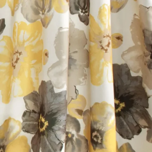 Miniatura 3 de Lush Decor Leah Paneles de Cortina para Ventana con Filtro de Luz, Par, 52" An x 120" L, Amarillo y Gris - Cortinas Florales para Dormitorio