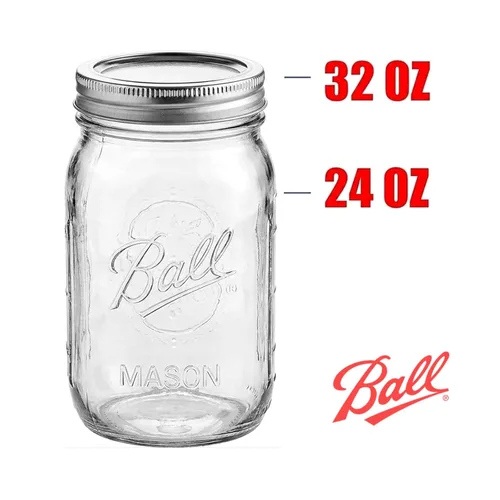 Miniatura 3 de Ball Tarro Mason de boca regular de 32 onzas con tapas y bandas, transparente (paquete de 2)