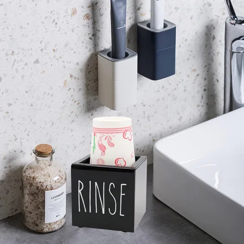 Miniatura 3 de Dispensador de vasos de papel Dixie de acrílico negro, portavasos desechables con organizador de enjuague, portavasos de 3/5 oz, organizador