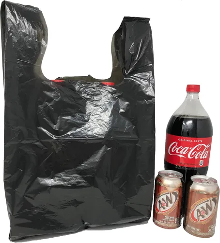 Miniatura 12 de Compras de comestibles Bolsas de plástico para camisetas lisas 12" x 7" x 21" (marrón, 150)