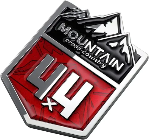 Miniatura 2 de 1 calcomanía de metal de montaña 4 x 4 para automóvil de campo traviesa, para carreras todoterreno (color negro y rojo)