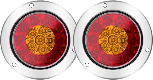 Miniatura 16 de Kit de 2 luces LED redondas amarillas traseras para remolque, 24 luces LED de freno y giro de marcha atrás para camión RV (24 LED, amarillo)