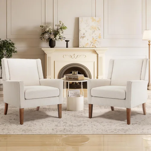 Miniatura 9 de Sillas de acento para sala de estar, sillas de sala de estar de madera y tela de mediados de siglo, sillón con brazos, sillas auxiliares para sala