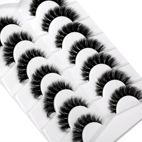 Miniatura 432 de Pooplunch - Pestañas postizas finas de visón sintético, estilo ojo de gato, naturales, cruzadas, tipo racimo, efecto 8D de volumen, tiras