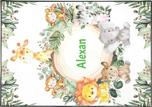 Miniatura 9 de Woodland Bear Fox Deer - Alfombra personalizada de fibra de poliéster antideslizante para decoración del hogar, alfombra personalizada