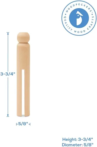 Miniatura 4 de Pinza de madera estilo vintage de 3-3/4 pulgadas, paquete de 10 pinzas de madera, Worry People Guatemala, pinzas para la ropa, por Woodpeckers