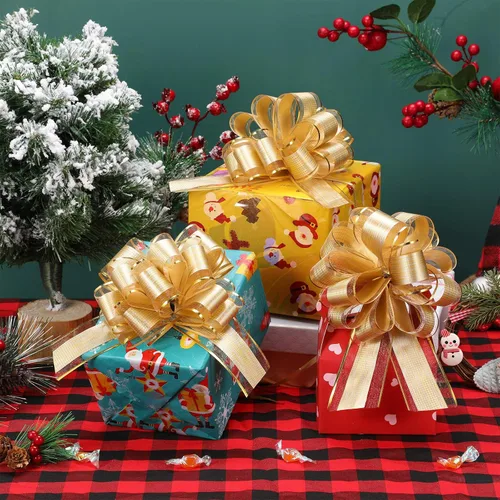 Miniatura 2 de Juexica 30 piezas de grandes arcos navideños tirados para envolver regalos, arco de cinta impermeable de 15 cm para cajas de regalo de San Valentín