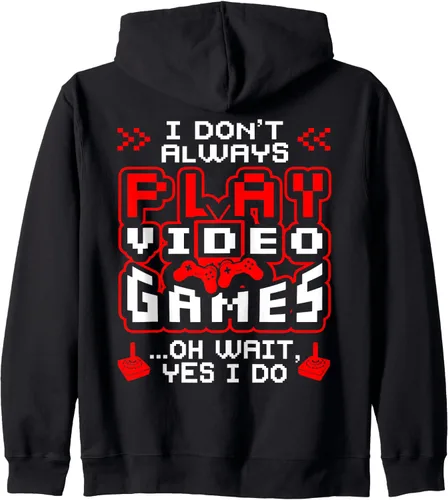 Miniatura 2 de Sudadera con capucha con cremallera I Don't Always Play Video Games Oh Wait Yes I Do, Negro, S