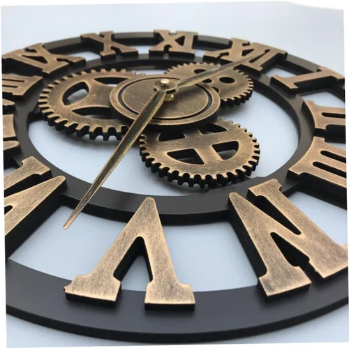 Miniatura 2 de IMIKEYA Reloj de pared vintage steampunk reloj de pared de metal engranaje de pared reloj digital digital de pared silencioso moderno reloj de bambú