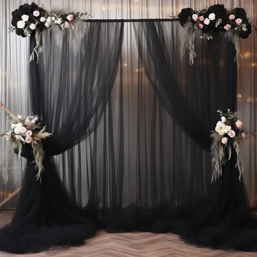 Miniatura 27 de Cortinas de fondo de tul azul de 10x10 para fiestas, cortina de fondo transparente para fotos de boda, cortinas para baby shower, fotografía, fiesta