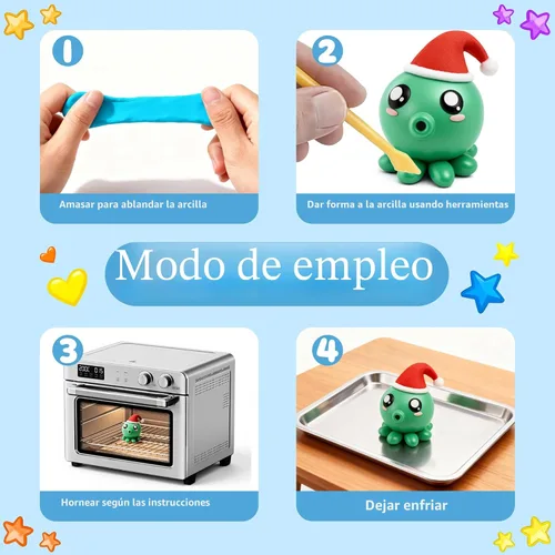Miniatura 6 de ARTpar Kit de arcilla polimérica de 50 colores, arcilla para modelar con herramientas de esculpir para principiantes, arcilla modeladora para 20.5 in