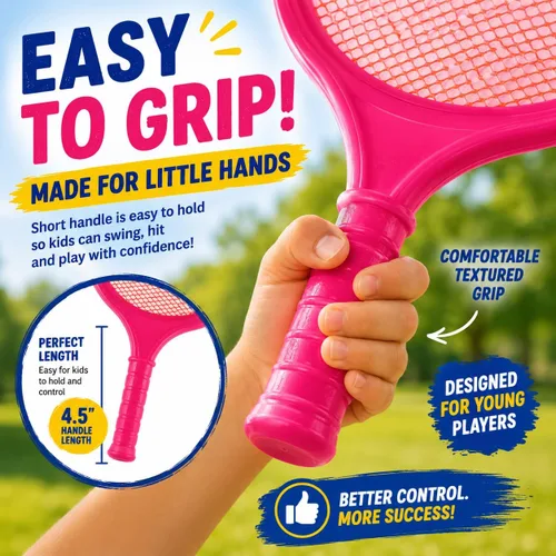 Miniatura 2 de Juego de raqueta de bádminton para niños, niños pequeños con paletas, pelota y pájaro, para estudiantes de jardín de infantes, deportes al aire