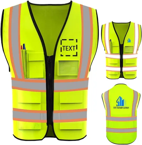 Miniatura 12 de Personalizar su texto/logotipo/imagen chaleco de seguridad de alta visibilidad ropa de trabajo de protección con tiras reflectantes