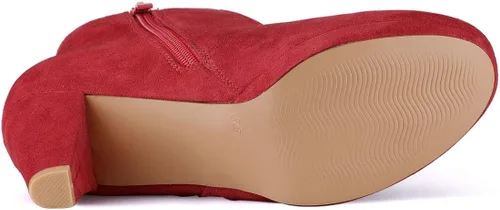 Miniatura 6 de Allegra K Botines de tacón grueso con cremallera lateral para mujer