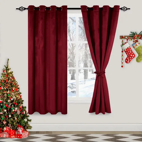 Miniatura 21 de XWZO Cortinas de terciopelo azul de 63 pulgadas de largo, elegantes cortinas de lujo suaves para sala de estar, aislamiento térmico, oscurecimiento