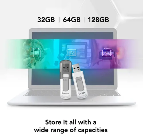 Miniatura 5 de Lexar JumpDrive V1000 - Paquete de 3 unidades flash USB 3.2 Gen 1 de 32 GB para expansión de almacenamiento y respaldo, lectura de hasta 100 MB/s