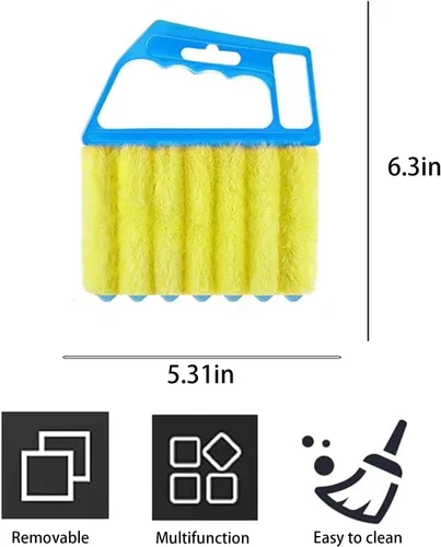 Miniatura 2 de 2 piezas de limpiador lavable para persianas de ventana, mini cepillo de mano para persianas de madera, persianas venecianas y plumero de aire