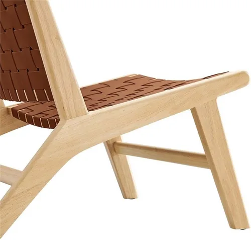 Miniatura 7 de Modway Saoirse - Sillón decorativo de madera de piel sintética en color marrón natural