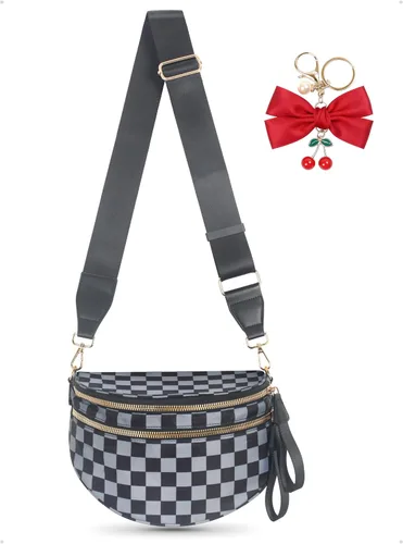 Miniatura 16 de Bum Bag Crossbody Bag para mujer Amplias bolsas Riñoneras cruzadas de nailon Monedero con cinturón para viajar y correr, regalos de moda