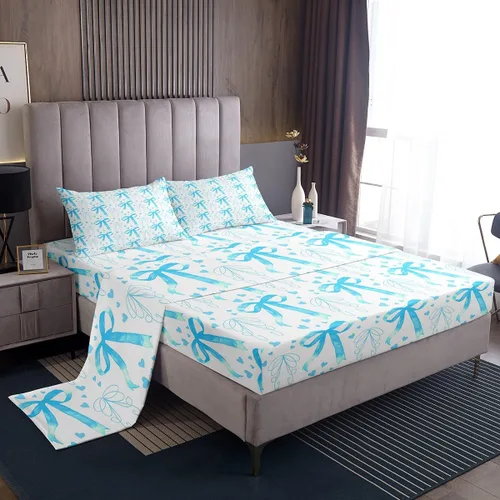 Miniatura 39 de Manfei Juego de sábanas de acuarela floral tamaño individual, juego de ropa de cama con flores botánicas, juego de sábanas de dibujos animados