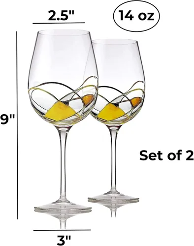 Miniatura 3 de Bezrat Copas de vino pintadas a mano, juego de 2, regalo de vino para mujer, copa para amantes del vino, hermosas ideas de regalos de cristalería