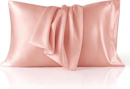 Miniatura 33 de Bedsure Paquete de 2 fundas de almohada de satén similares a las fundas de almohada de seda tamaño estándar, funda de almohada para mujeres que 01