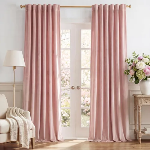 Miniatura 24 de StangH - Cortinas opacas de terciopelo con pestaña trasera, aislamiento térmico, para puerta corrediza, dormitorio, telón de fondo, estudio, teatro
