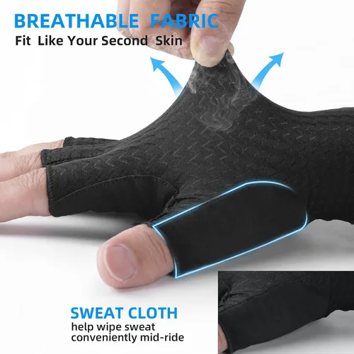Miniatura 3 de ROCKBROS Guantes de ciclismo, guantes de ciclismo para hombres y mujeres, guantes de bicicleta de carretera MTB, almohadilla de gel absorbente