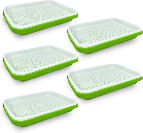 Gardzen Kit de cultivo de brotes de 5 unidades, bandeja de brotes de frijoles, bandeja de germinación sin tierra, ideal para Mung, pasto de trigo,