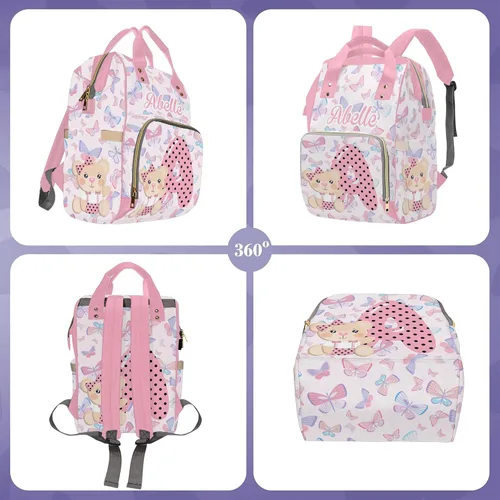 Miniatura 2 de Mochila personalizada para pañales con nombre, mochila grande multifuncional personalizada para pañales de gran capacidad, bolsa de mamá para nueva